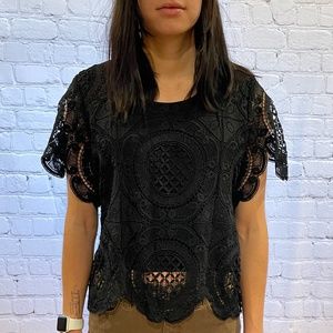 Black Lace Crop Top